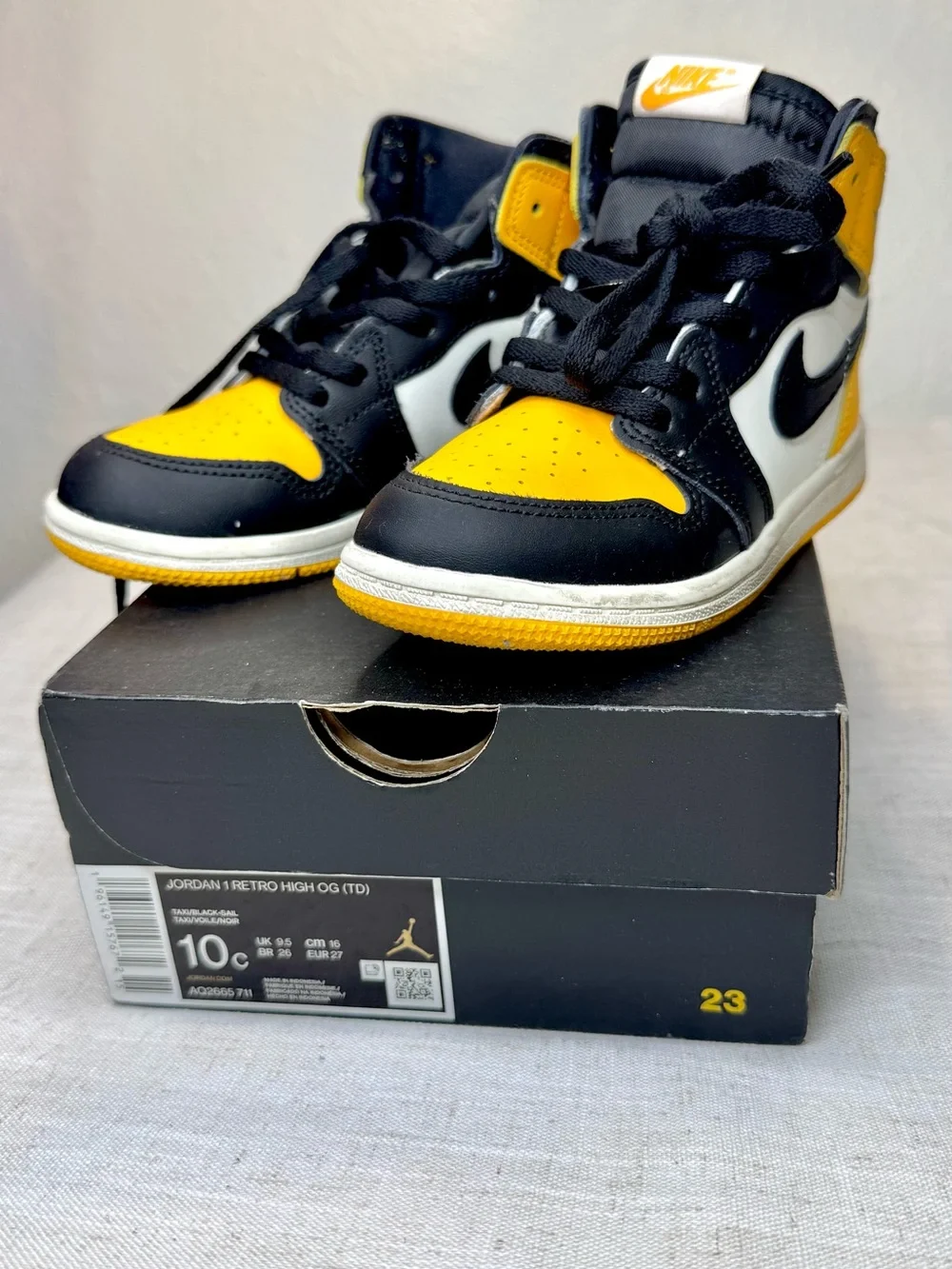 Nike Kids Air Jordan 1 High OG TD - Taxi Black/Yellow/White